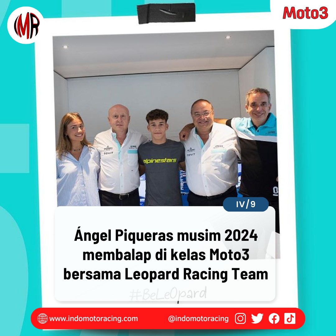 indomotoracing's tweet image. Juara Red Bull Rookies Cup 2023 dan pemimpin klasemen sementara JuniorGP 2023 Ángel Piqueras resmi akan membalap di kelas Moto3 musim 2024 bersama Leopard Racing Team.

#Indomotoracing #Moto3 #Leopardracing #Motogp #motogp2023