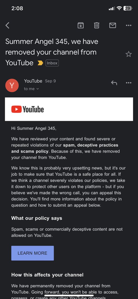 SummerAngel2345's tweet photo. @KreekCraft I saw you taking about the YouTube shorts terms on your stream rn. I was a victim and have more information about this group. It’s a telegram group sending links to each other to falsely term channels like mine, rebootedpoppy, uwucutesingle, and more. Dm me if u can https://t.co/h3TegxXYGl