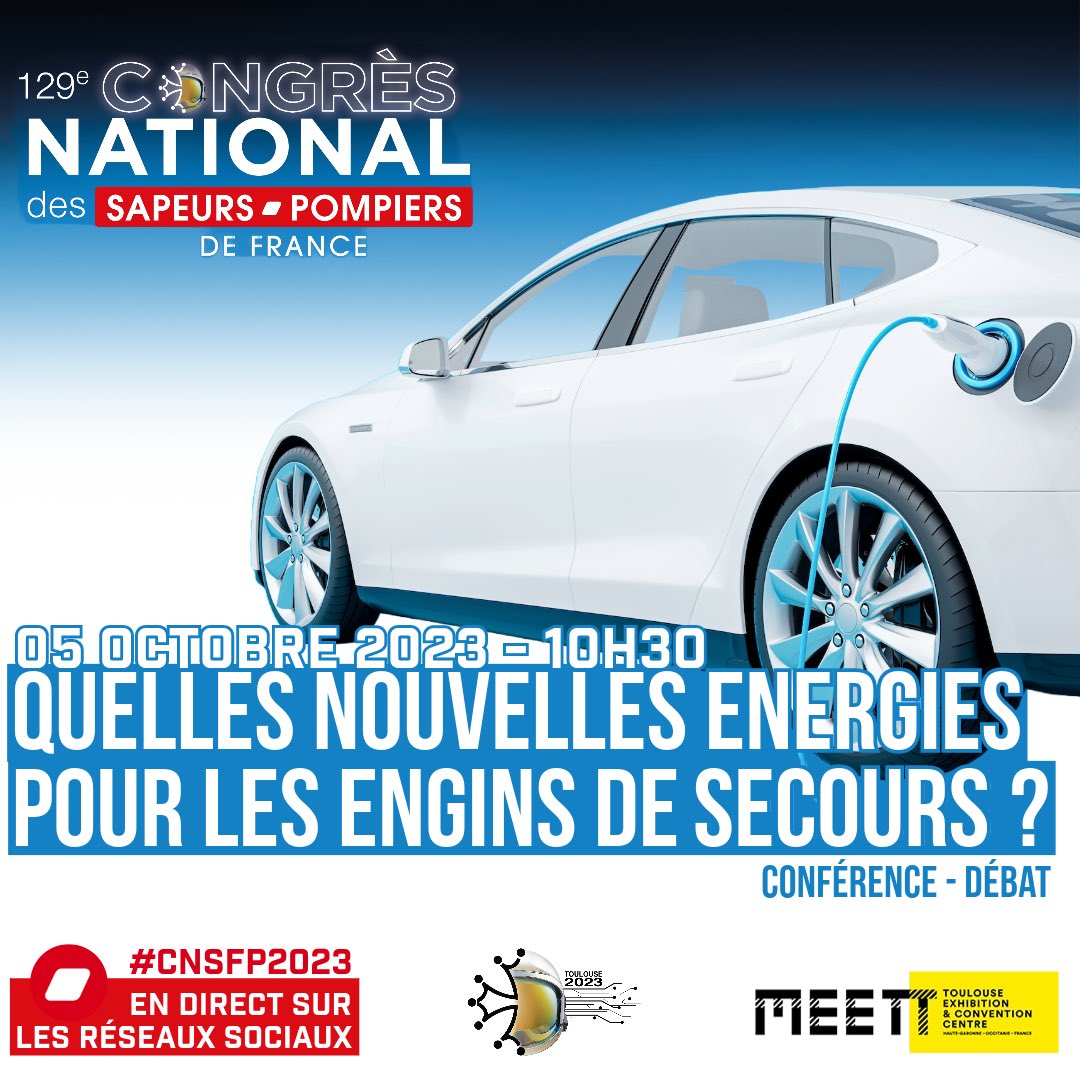 #CNSPF2023 | Et si on se posait LA vraie question : comment les sapeurs-#pompiers vont s’adapter aux nouvelles énergies de propulsion pour les engins de secours ?
🗓️Rdv le 5 octobre à 10h30 sur le <a href="/cnspf2023/">Congrès national des pompiers de France 2023</a> à #Toulouse et en live sur nos réseaux sociaux !