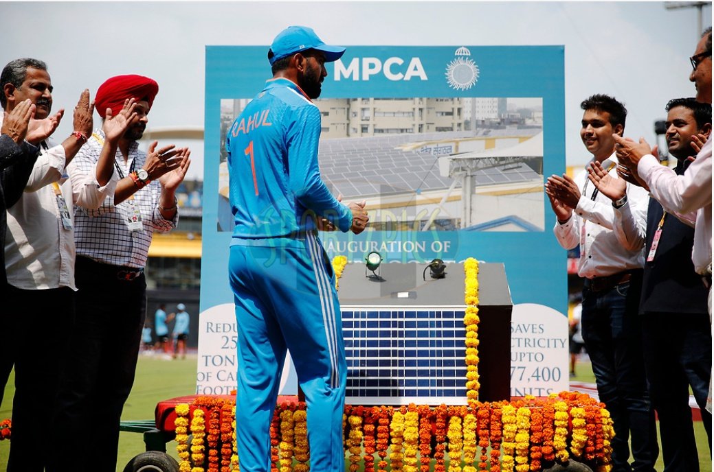 jumankl's tweet photo. Captain KL Rahul inaugurated the MPCA Solar System in Indore, today. https://t.co/WybGDudpAO