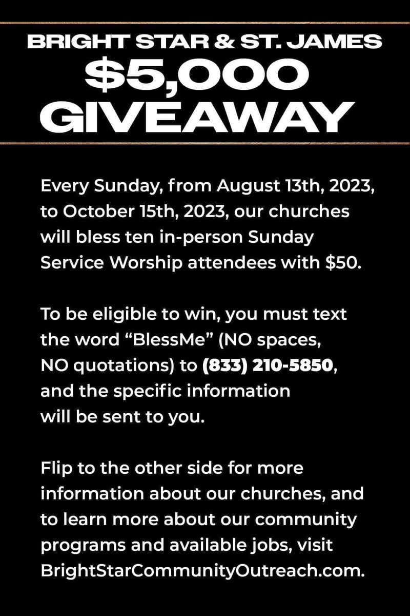 #SundaysR4Church - Great Word &amp; Worship
Out of town or at work? Tune in virtually/online by clicking the links below

SJCC YT
5lx.us/StJms

BSCC YT
5lx.us/ytBSCC

FB
5lx.us/BSCCfb