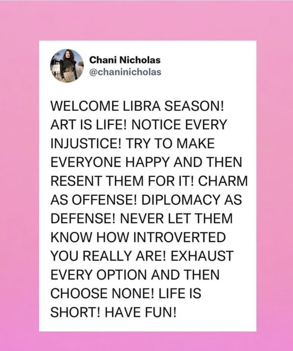 DebGussman's tweet photo. @chaninicholas Okay but this Libra liked last year’s welcome message better so going with that one. 😉 https://t.co/oeRNmwbPxM
