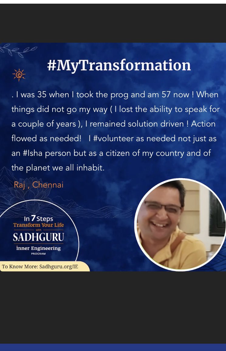 rajsitaraman's tweet photo. #MyTransformation with #InnerEngineering https://t.co/3lP68FhcGg