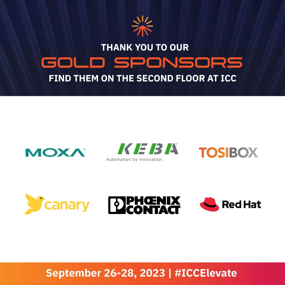 🥇 A huge thank you to our Gold Sponsors for this year's Ignition Community Conference (#ICCElevate): icc.inductiveautomation.com/#gold

@MoxaInc
@KEBA_Group
@TOSIBOX
@Canarylabs
@PhoenixContact
@RedHat