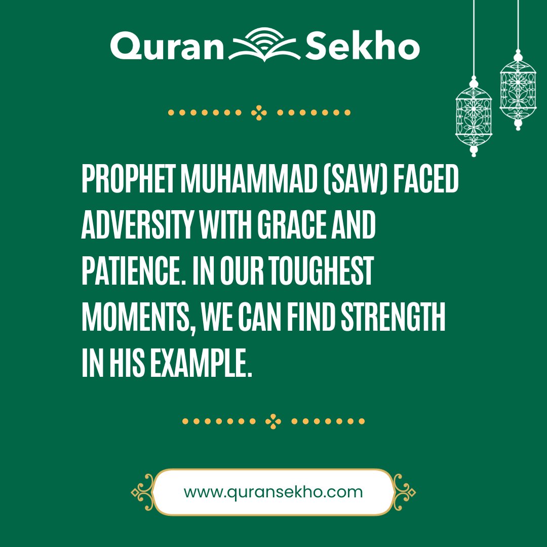 QuranSekho's tweet photo. In hardship, Prophet Muhammad's patience and compassion inspire us. Though opposed, he met hate with wisdom, enemies with mercy.
His principles prevailed. When we want to retaliate, his model reminds us: faith and good can thrive, even under fire.
#prohetmuhammad #islam https://t.co/vzIITwOKGM
