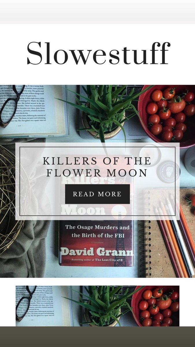 Slowestuffblog's tweet image. Brand new blog created and #newblogpost #firstblogpost in the books!  We couldn’t really figure out a niche so we are going to talk about lots of stuff. Started off with a book post and upcoming movie Killers of the Flower Moon #killersoftheflowermoon #slowestuffblog