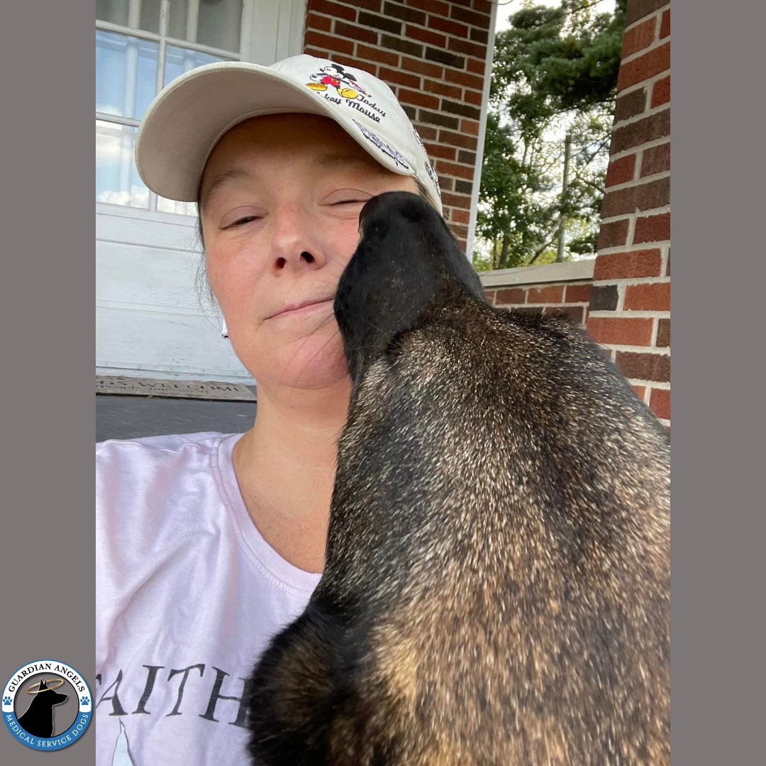 Super #ServiceDog🐕‍🦺 selfies are just the best! 🥰 Recipient Laurie snapped this a-dogable photo as her Service Dog, Kash gave her a smooch😘💙🐾 #Love #GSD #ServiceDogs #NewNormal #DogTwitter #DogsofTwitter