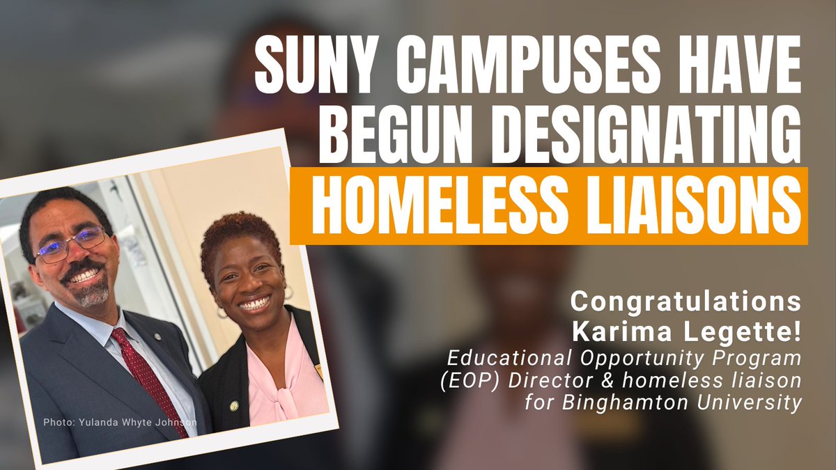 64 @SUNY campuses have started designating their own homeless liaisons this fall, making this the largest coordinated effort of its kind in the country. Congratulations to Karima Legette, homeless liaison for @binghamtonu. 🔗 Read full story: bit.ly/3PKi41r @pearlstrats