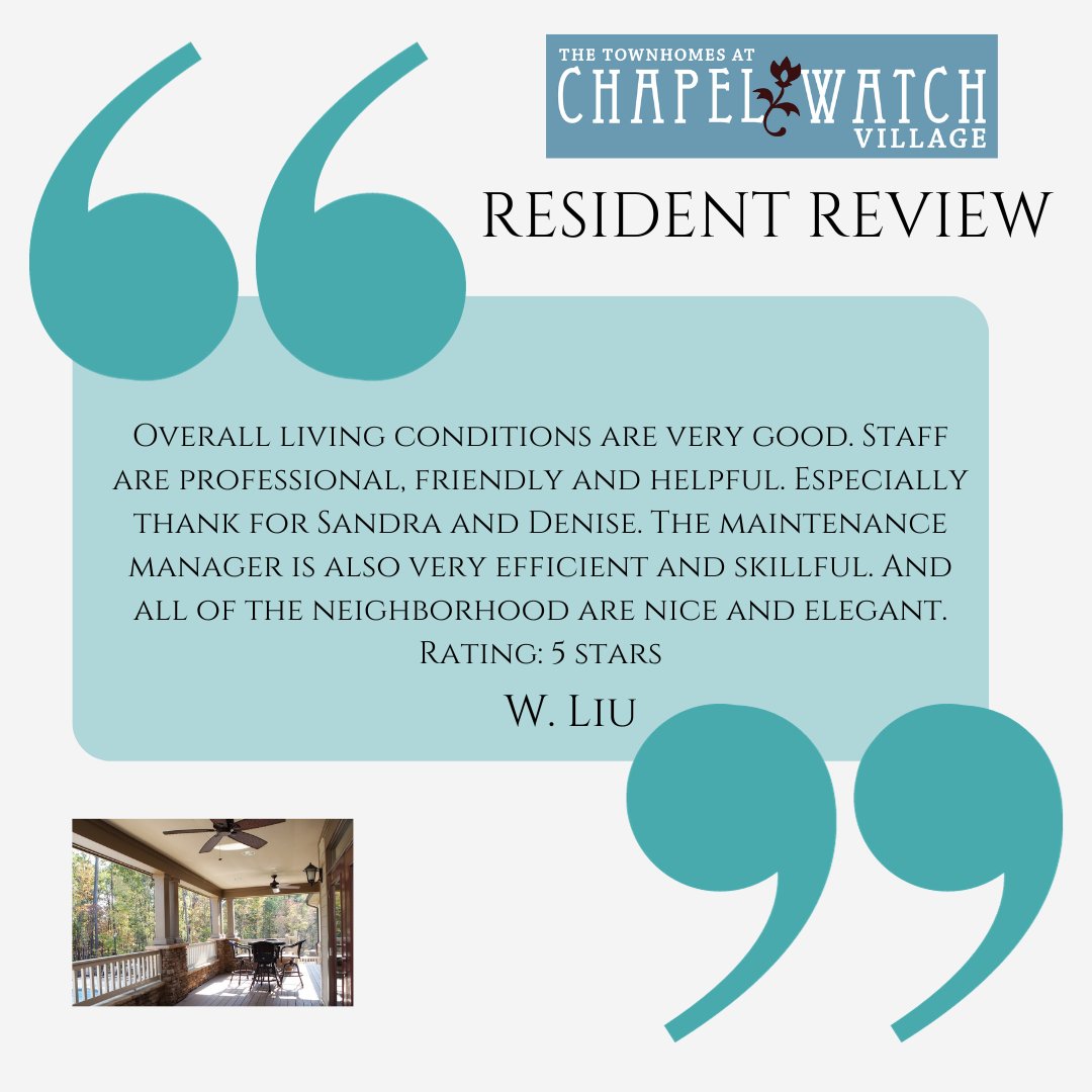 We love our residents!

#chapelwatchvillage #thisisnwrliving # chapelhillnc #townhomes #weloveourresidents #petfriendly #nobreedrestrictions