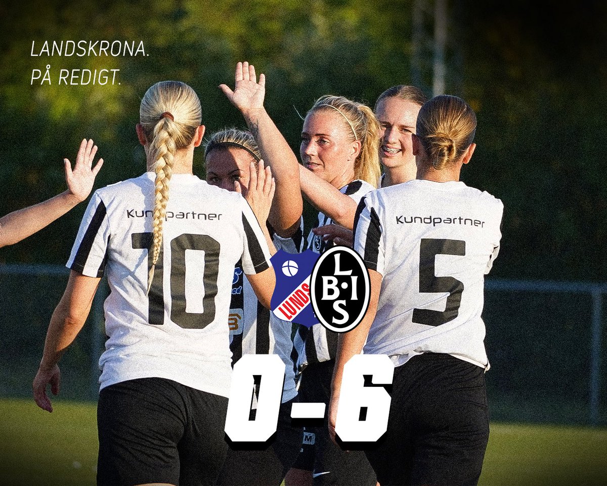 landskronabois's tweet photo. Våra damer fortsätter att mosa allt i sin väg denna höst. Idag besegrades Lunds BOIS med tennissiffrorna 6-0 och vinsten gör att våra ränder fortsatt har ett stadigt grepp om tredjeplatsen. 

Härligt⚫️⚪️ 

Målskyttar: Alicia Järnhäll 3, Mimmi Persson, Sara Hansson samt självmål. https://t.co/wcuvlMUs7U