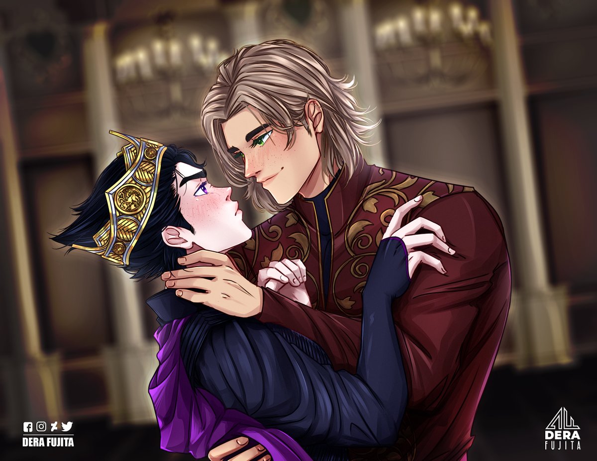 DeraFujita's tweet photo. Alavad al gran dios Seth @Wonderchaoss, por que gracias a él pude dibujar esta maravillosa escena inspirada en La casa del dragón. 🙇‍♀️🙇‍♀️

Fue muy divertido trabajar contigo esto, que se repita.  

#PorLosPapis💛💜  #Fooligetta 
#DeraFujita https://t.co/vcEtp6Ho9R