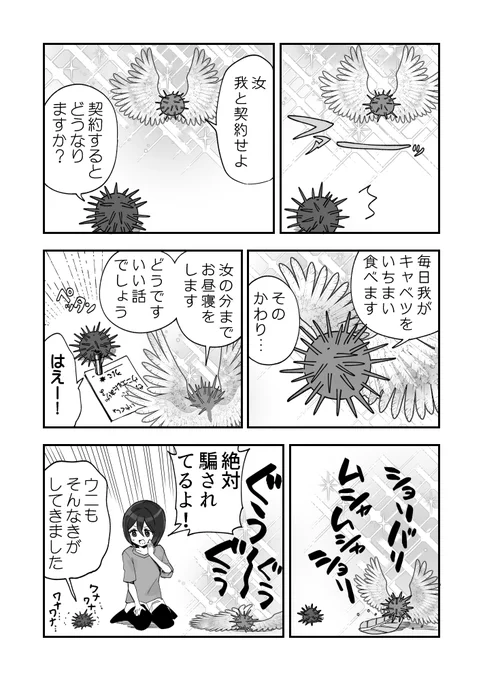 結んでしまったウニ漫画です