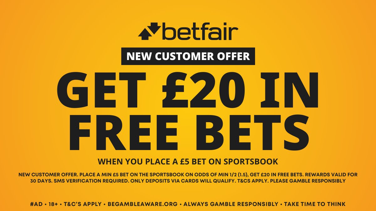 BETFAIR ARE PAYING 6 PLACES ON TODAY'S DARK HORSE 🧡

Get £20 in FREE BETS when you join and bet £5

Claim HERE: twebet.link/BetfairB5G20Of…

#AD | New Customer Offer | 18+ | T&amp;Cs Apply | BeGambleAware