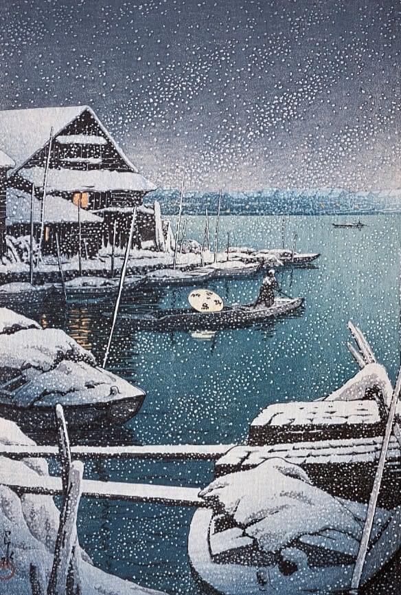 Neige à Mukojima, 1931, Kawase Hasui 1883-1957