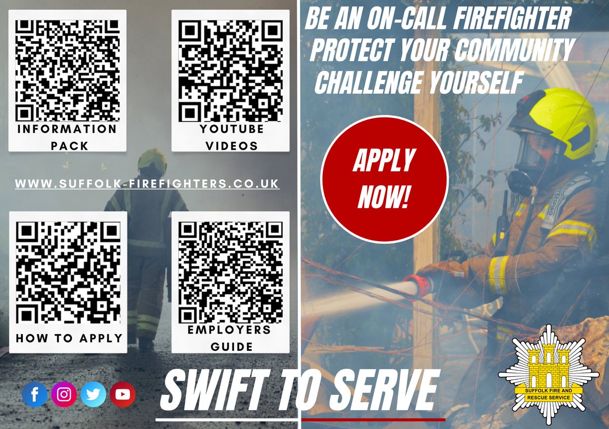 Suffolk Fire & Rescue Service (@suffolkfire) on Twitter photo 📣RECRUITMENT EVENING📣
Haverhill Fire Station will be opening its doors to tell you more about being an On-Call Firefighter🚒
Email us to register your interest📧➡️SFRS.Recruitment@suffolk.gov.uk
📍Haverhill Fire Station
📆5 October
⏰19:00
#Firefighter #Haverhill #OnCall 📣RECRUITMENT EVENING📣
Haverhill Fire Station will be opening its doors to tell you more about being an On-Call Firefighter🚒
Email us to register your interest📧➡️SFRS.Recruitment@suffolk.gov.uk
📍Haverhill Fire Station
📆5 October
⏰19:00
#Firefighter #Haverhill #OnCall