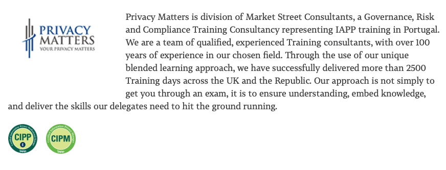DataProtector's tweet image. Browsing through the list of accredited trainers for IAPP certifications, I was bemused to see this outfit which calls itself Privacy Matters. They should not be confused with the great Pat Walshe, whose  @PrivacyMatters tweets have educated &amp;amp; entertained us for many years.