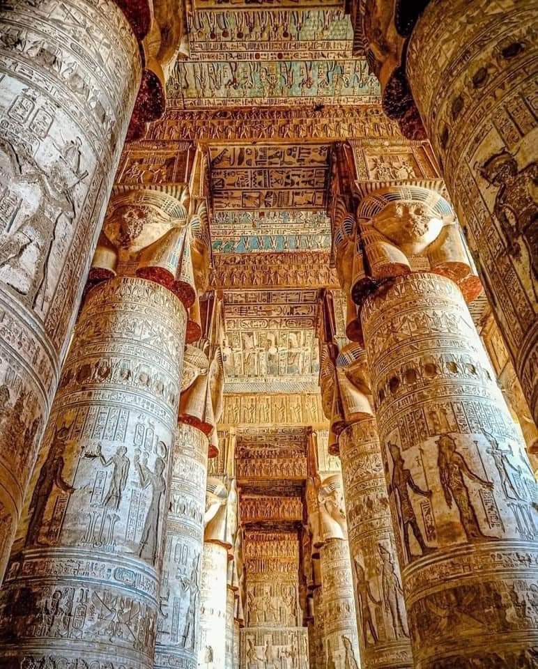 Marvel of Ancient Egyptian Architecture :

Temple of Hathor (2250-1500 BC); also known as Tentyris, Dendera Temple Complex, Kina, Egypt. Present structure dates back to Ptolemaic Period (305-30 BC) and was completed by Roman Emperor Tiberius (14-37 AD), but its foundations are
