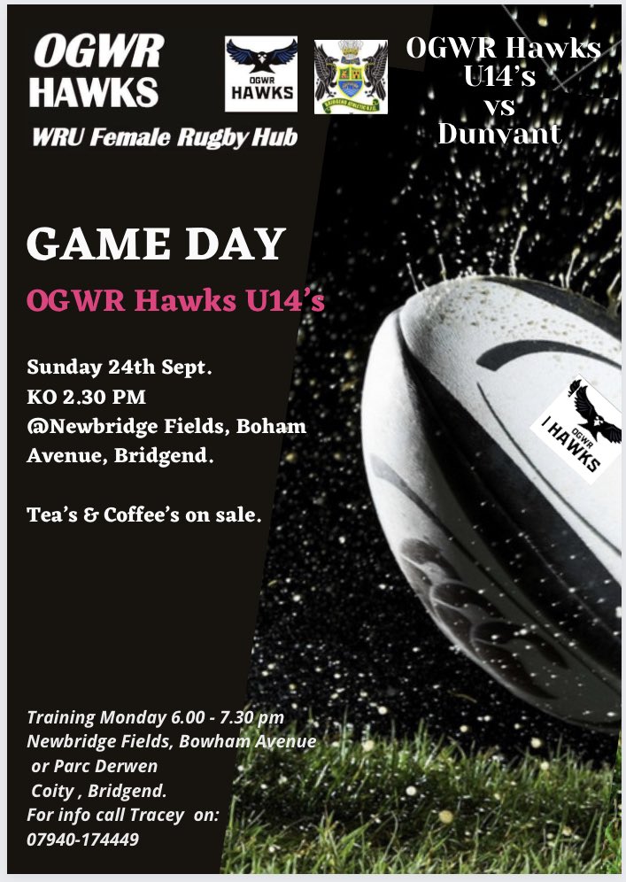 GAME Day Folks…… Come along to Newbridge fields. The Excitement starts at 1.30 KO with the u12’s & u14’s at 2.30pm