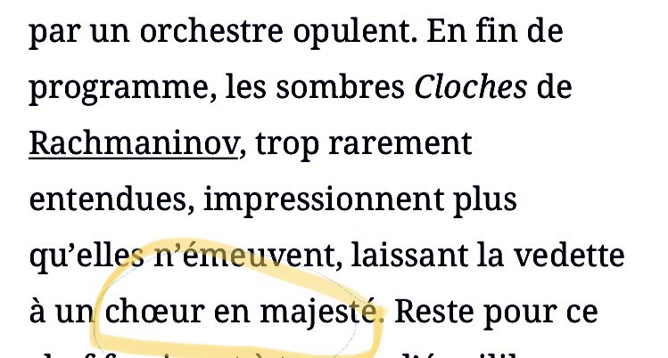 Chanteurs du Chœur de l'Orchestre de Paris (@ch_orchparis) on Twitter photo Dans le <a href="/Figaro_Culture/">Le Figaro Culture</a> de ce week-end Christian Merlin évoque notre prestation dans Les Cloches #Rachmaninov en ces termes « Choeur en majesté » Merci 🙏 et bien joué <a href="/RWilberforce/">Richard Wilberforce</a> 💪🤩<a href="/klausmakela/">Klaus Mäkelä</a> <a href="/OrchestreParis/">Orchestre de Paris</a> Et vivement #Mahler8 <a href="/djharding/">Daniel Harding</a> 🥰<a href="/CMJThompson/">Christian Thompson 🇺🇦</a> Dans le <a href="/Figaro_Culture/">Le Figaro Culture</a> de ce week-end Christian Merlin évoque notre prestation dans Les Cloches #Rachmaninov en ces termes « Choeur en majesté » Merci 🙏 et bien joué <a href="/RWilberforce/">Richard Wilberforce</a> 💪🤩<a href="/klausmakela/">Klaus Mäkelä</a> <a href="/OrchestreParis/">Orchestre de Paris</a> Et vivement #Mahler8 <a href="/djharding/">Daniel Harding</a> 🥰<a href="/CMJThompson/">Christian Thompson 🇺🇦</a>