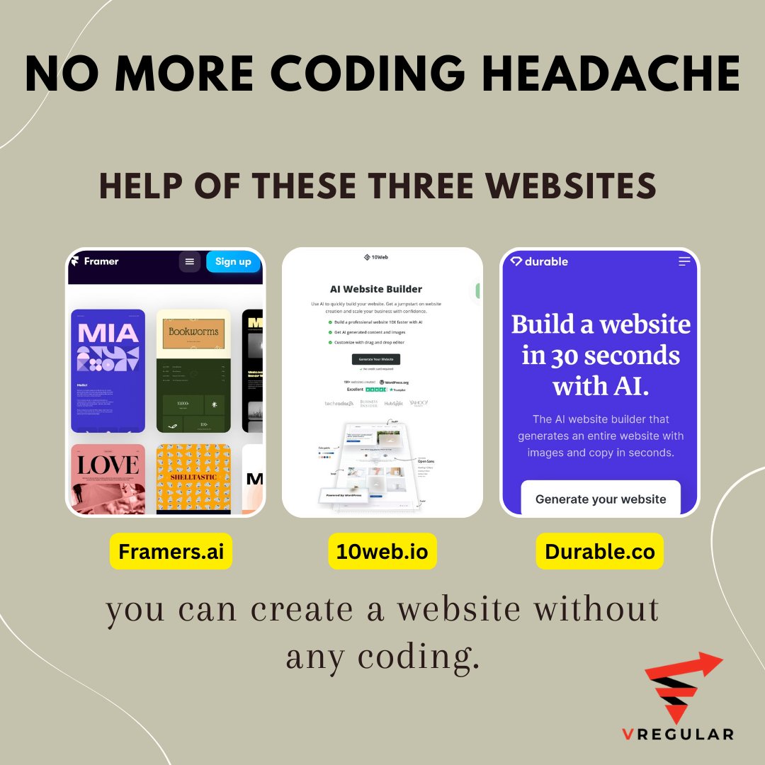 AdityaBharang1's tweet image. No more coding headaches! Give these platforms a try and share your website-building journey with us. 🚀

#websitecreation #nocodingrequired #Webdesign