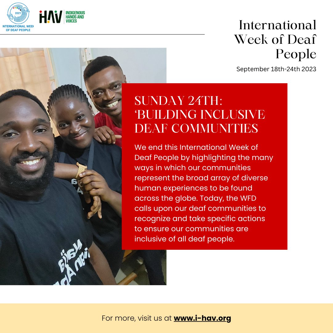 sdeli_org's tweet image. Thank you for celebrating this year&apos;s International Week of Deaf People 2023 with us. For more on how IHAV are working towards &quot;A world where deaf people everywhere can sign anywhere!&quot; see our Triple Action Project: mtr.cool/egquxgrlmk #IWDP #indigenoussignlanguage  #idsl
