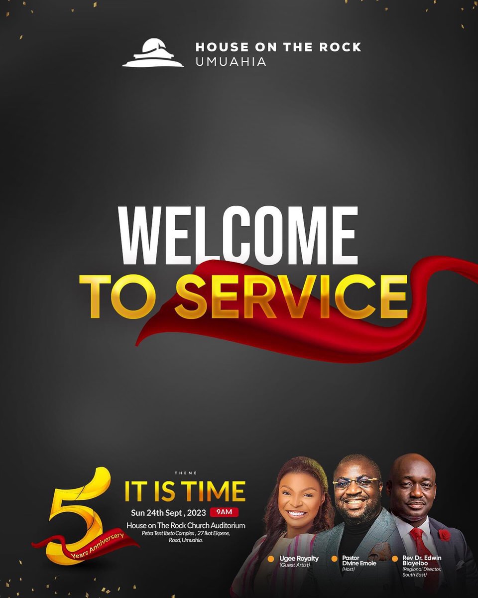 hotrumuahia1's tweet photo. Pheww, the day is at hand!!! Five years of celebrating Gods faithfulness in this house and we are glad you came to share in our joy.
Hope you are expectant because it won’t be cut short.
Welcome to church!!!!!
#Welcometoservice
#Itistime
#5thanniversary
#HOTRUmuahia https://t.co/jzYNe8bD9O
