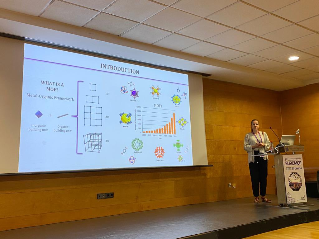 Euromof2023's tweet photo. Interested in Antibiotic Capture from Aquatic Environmental Matrices? Cristina Negro from @ICMol_UV is introducing her work focus on Multivariate MOFs, enjoy it!!! π€©#O08 #YIS2023 https://t.co/mNK6iprhYw