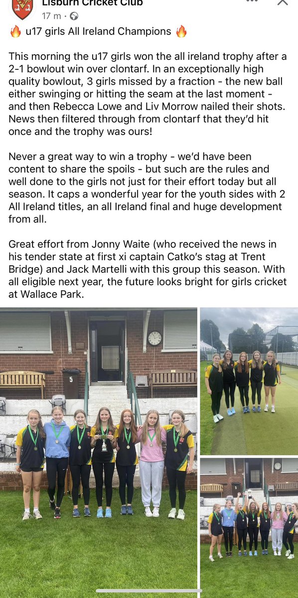 Diane Morrow (@mrsdmorrow) on Twitter photo #proudmama ๐! Two All Ireland Titles for <a href="/OfficialLCC/">Lisburn Cricket Club</a> womens! Well done to all ๐! <a href="/NCUDevTeam/">NCU Development Team</a>. Two <a href="/FSLnews/">Friends' School</a> girls scoring the winning wickets! #proudmama ๐! Two All Ireland Titles for <a href="/OfficialLCC/">Lisburn Cricket Club</a> womens! Well done to all ๐! <a href="/NCUDevTeam/">NCU Development Team</a>. Two <a href="/FSLnews/">Friends' School</a> girls scoring the winning wickets!
