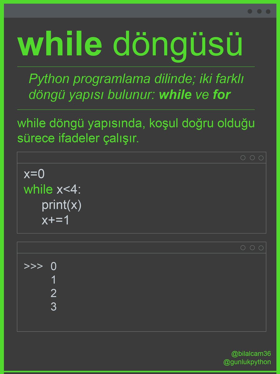 gunlukpython's tweet image. #loop #pythonloop #python #pythonprogramming #whileloop #yazilim #pythonprogramlama