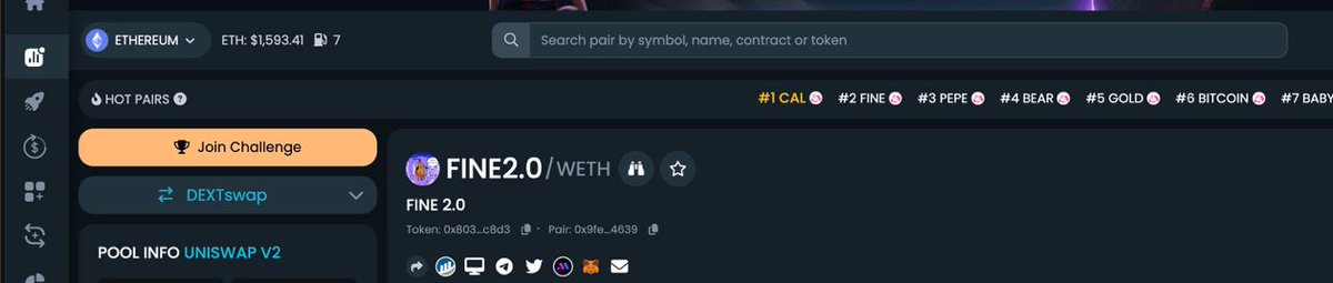 FineErc2Dev's tweet photo. 🔥 #Fine2.0 Logo and Info is updated on Dextool‼️ Big Thanks for @DEXToolsApp
https://t.co/oxTXf6aJHd https://t.co/SIVNpu8Ia1