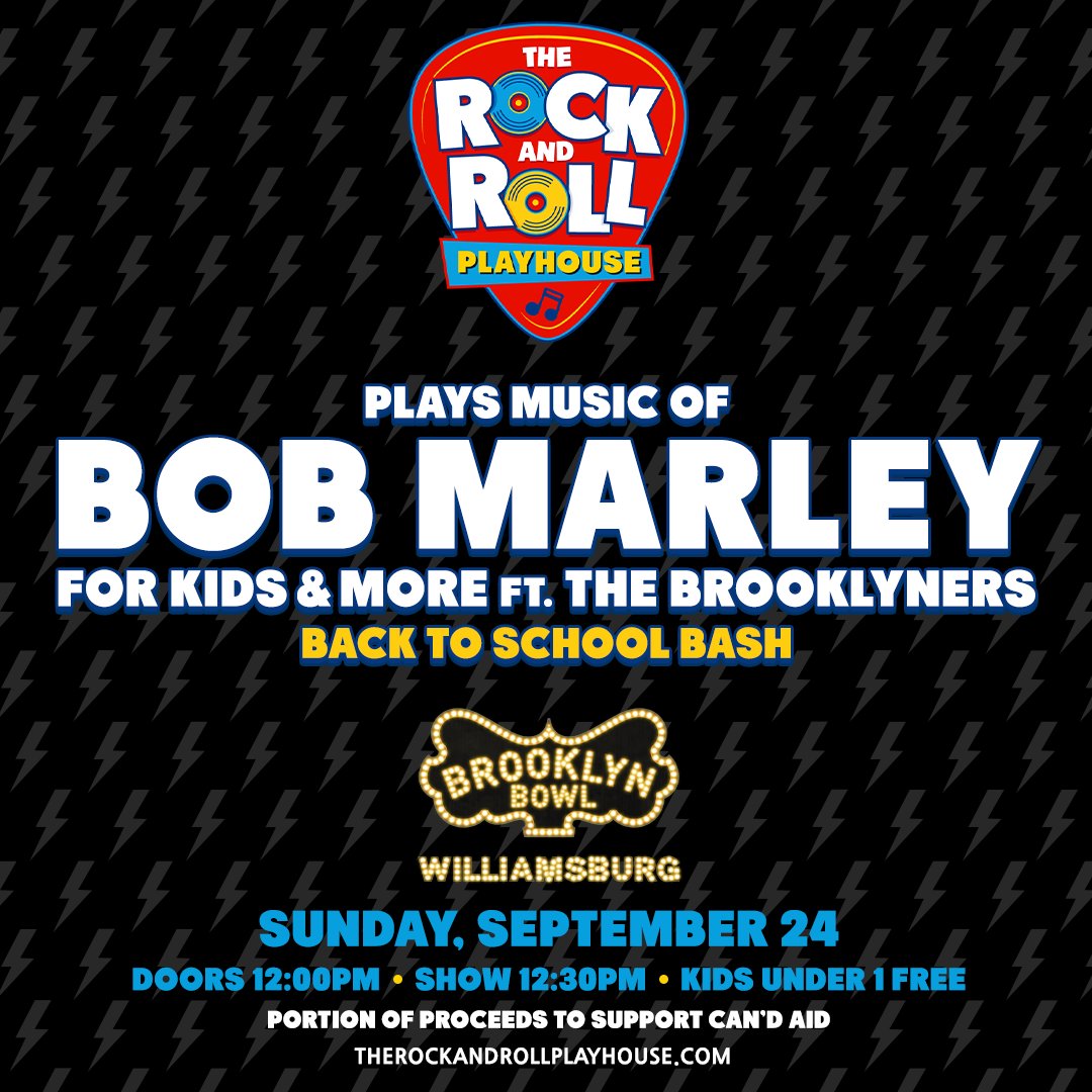 TODAY! Jam out with your little rockstars to the music of Bob Marley for kids and MORE with The Rock and Roll Playhouse at Brooklyn Bowl! Doors are at 12PM. We can't wait to see ya 👋🎶❤️