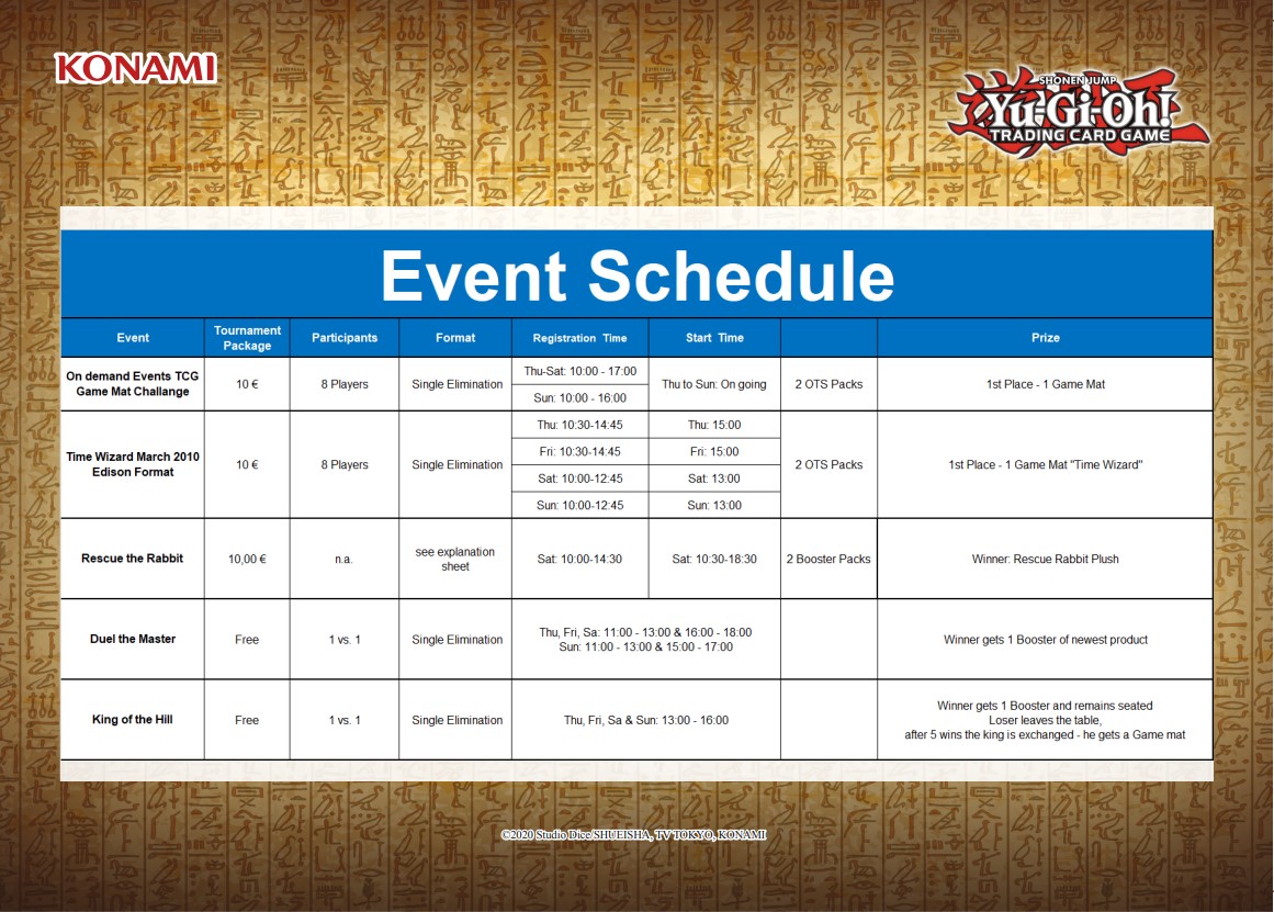 YuGiOhCardEU's tweet photo. Attention Duelists! We're challenging you to a Duel at #SPIEL23! You can find our event schedule in this post. We're looking forward to seeing you there!

#YuGiOhTCG https://t.co/m7erzATo2W