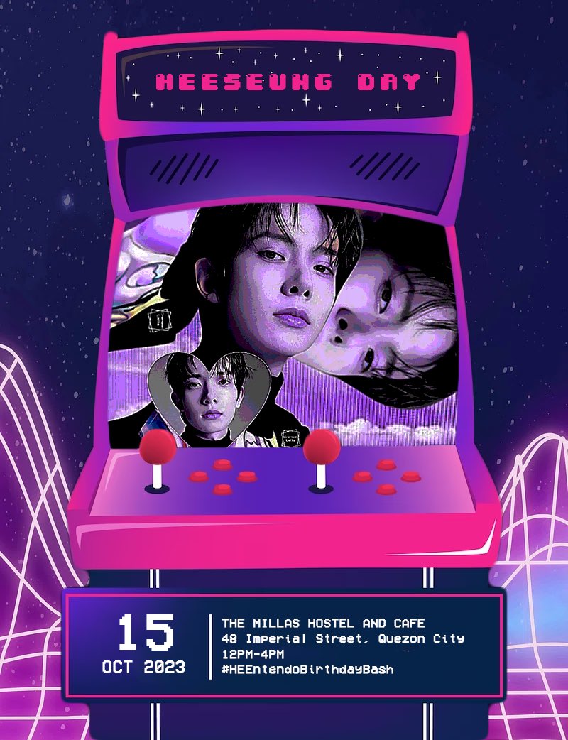 allforenhaph's tweet photo. HAPPY HEESEUNG DAY CAFE EVENT

🗓: October 15, 2023
⏱: 12:00 NN - 4:00 PM
📍: The Millas Hostel and Cafe, Q.C
#️⃣ : #HEEntendoBirthdayBash 

In collaboration with @alwaysheeki @LoveaceHS @cm___ee 

See photos / thread for more details ♡ https://t.co/arhPMoUVXV