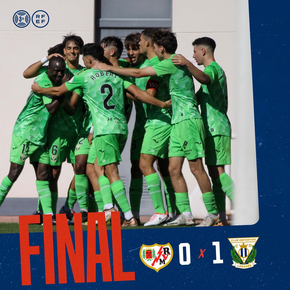 CanteraPepinera's tweet photo. ⏹️ 94’ ¡FINAAAAAAAAAAL DEL PARTIDO! 

💪🥒 ¡Los 3 puntos son 𝗡𝗨𝗘𝗦𝗧𝗥𝗢𝗦! 

👊 ¡VAAAAAAAMOS LEEEEEEGA! 💚

0-1 | #RayoBLeganésB https://t.co/ZkmO1M3f5w
