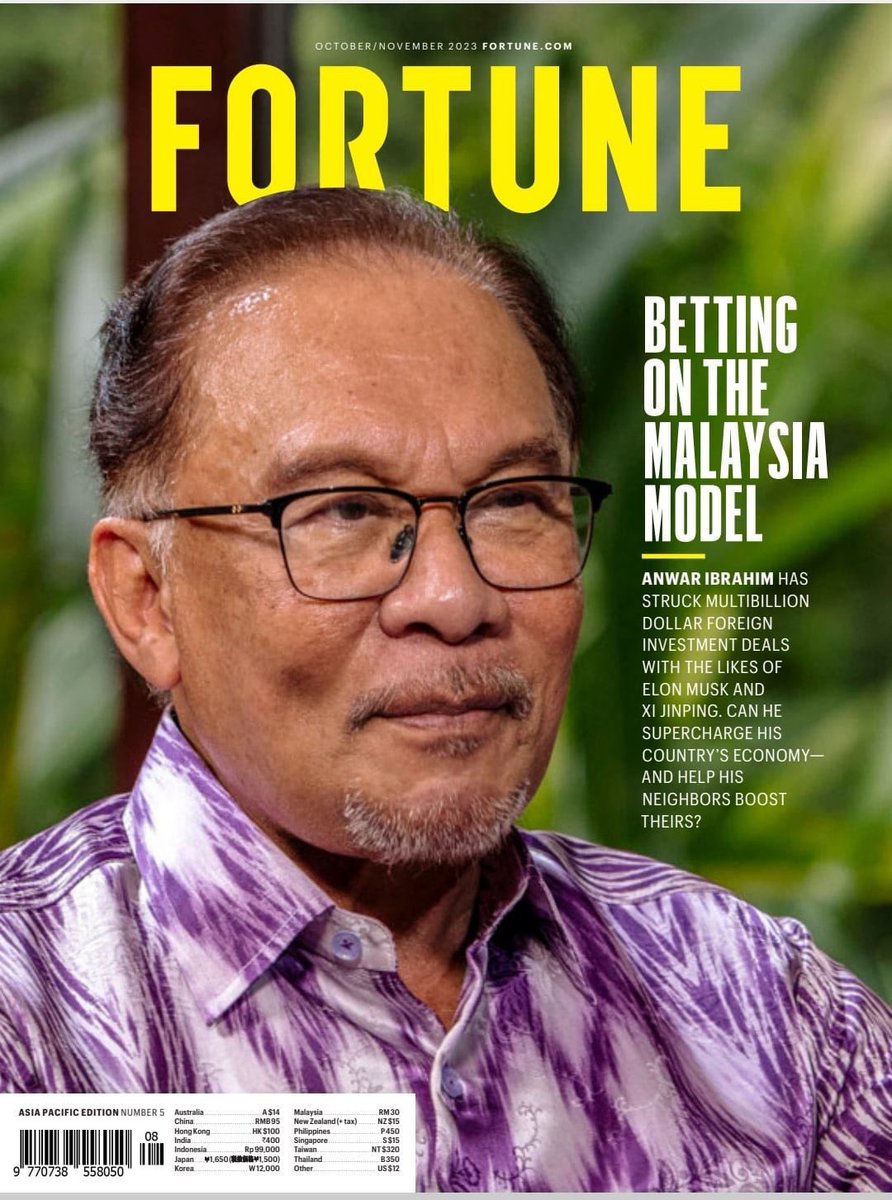 Malaysia is FORTUNATE to have @anwaribrahim as our Chief Executive/Sales Officer. He successfully captured massive investments from Tesla, Infineon, Geely etc. I believe Malaysia will soon be super-charge into Asian Tigers again 🇲🇾 fortune.com/2023/09/01/mal…