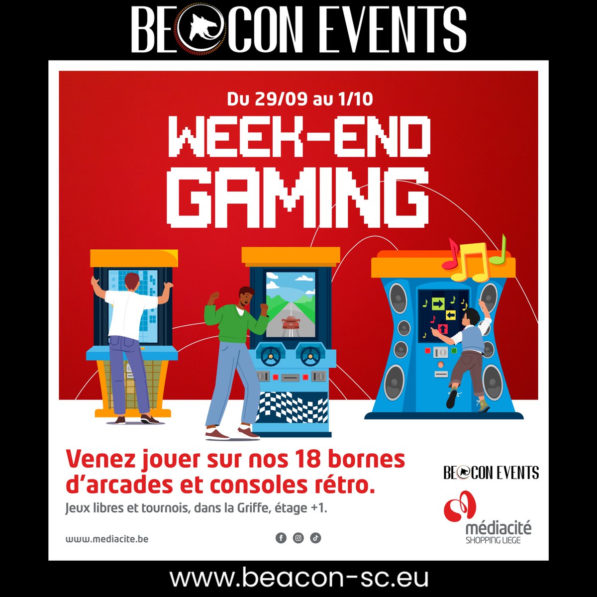 Beacon Events (@beacon_belgium) on Twitter photo Et voilà enfin le programme de notre w-e retrogaming à la <a href="/mediacite/">Médiacité Liège</a> 🔥
Il y en aura pour toute la famille avec:
Des bornes d’arcade, des consoles, une exposition, des dessins sur pochoirs pour les enfants, du cosplay... et 4 tournois!
Toutes les infos sont sur notre site web👀 Et voilà enfin le programme de notre w-e retrogaming à la <a href="/mediacite/">Médiacité Liège</a> 🔥
Il y en aura pour toute la famille avec:
Des bornes d’arcade, des consoles, une exposition, des dessins sur pochoirs pour les enfants, du cosplay... et 4 tournois!
Toutes les infos sont sur notre site web👀