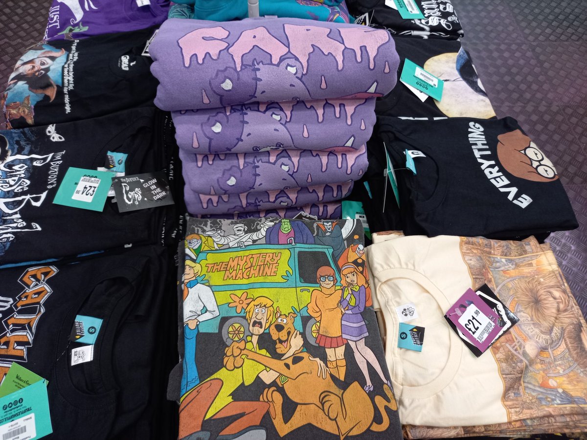 hmvSheffield's tweet photo. Fantastic new drop of #tshirts from @truffleshuffle_ #gremlins #Heman #scoobydo #carebears #sesamestreet plus loads more to choose from! #Halloween2023 🎃 https://t.co/VOGOYjtrx6