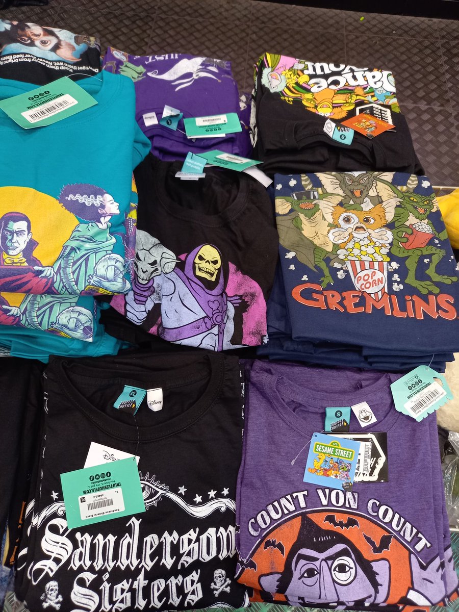 hmvSheffield's tweet photo. Fantastic new drop of #tshirts from @truffleshuffle_ #gremlins #Heman #scoobydo #carebears #sesamestreet plus loads more to choose from! #Halloween2023 🎃 https://t.co/VOGOYjtrx6
