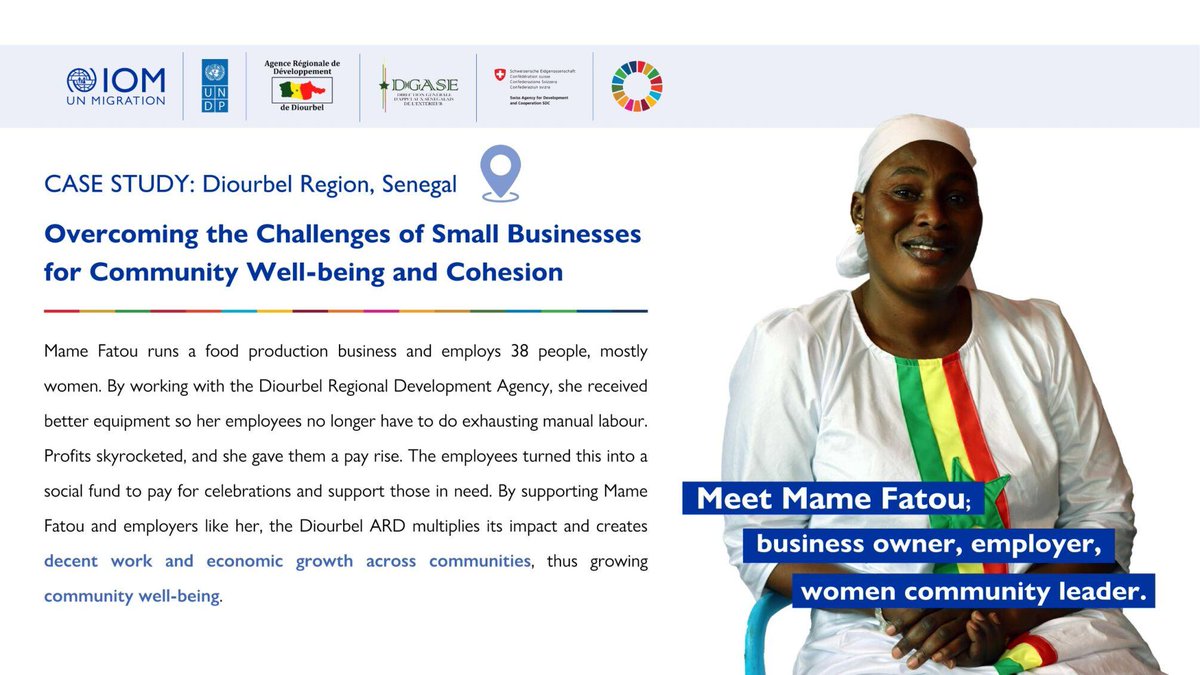 Mig4Dev's tweet photo. Read our case study about Mame Fatou!

https://t.co/oh7tNrPWVU

@OimSenegal @UNDP @SwissDevCoop, Agence Régionale de Développement de Diourbel, Direction Générale D'Appui aux Sénégalais de l’Extérieur https://t.co/xbqVybY5rS