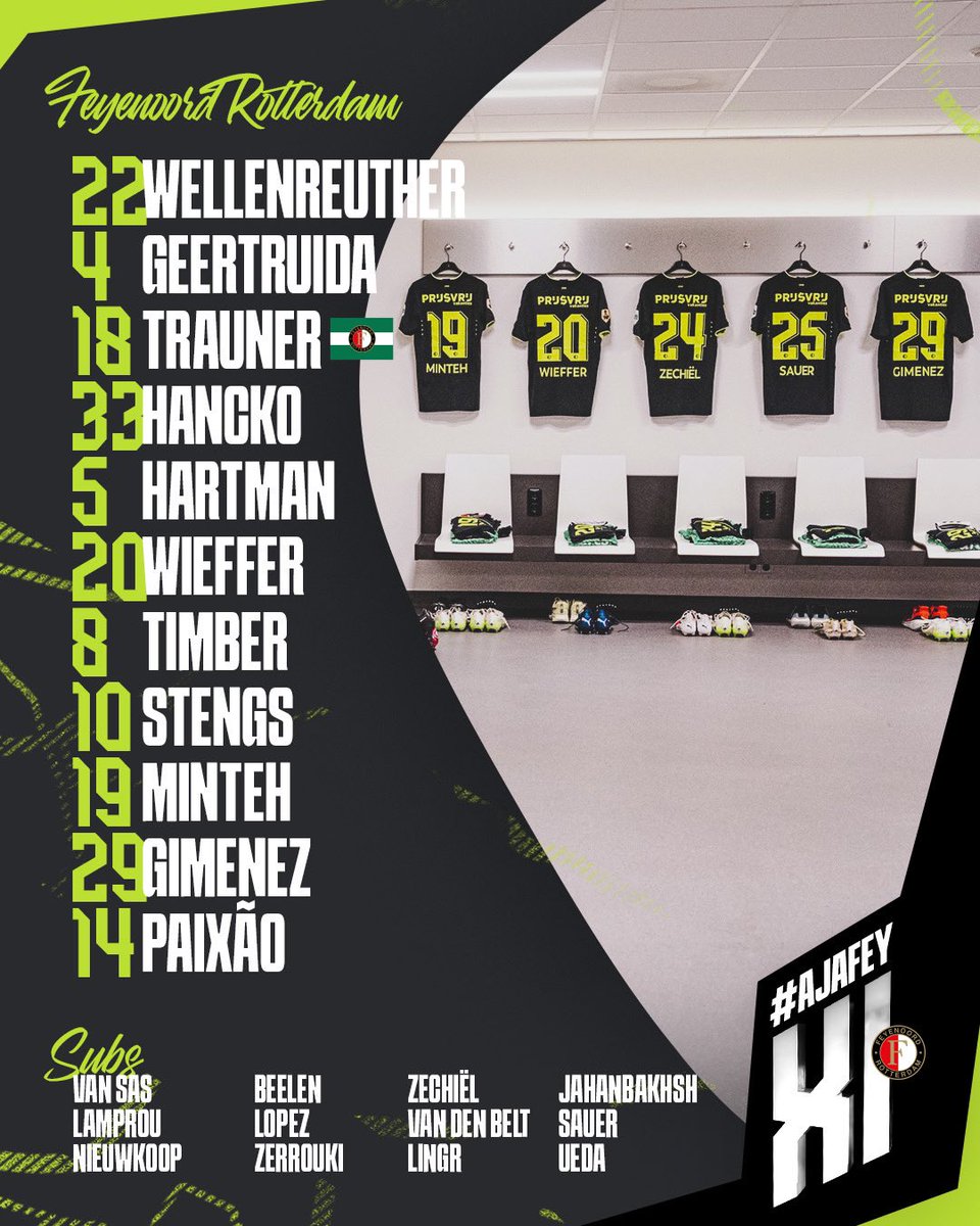 Feyenoord's tweet image. 𝐗𝐈 𝐅𝐄𝐘𝐄𝐍𝐎𝐎𝐑𝐃

#ajafey