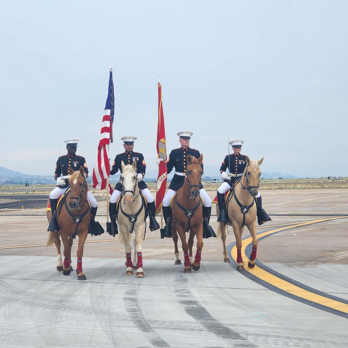One of the awesome surprises at the Miramar Airshow, aka America's Airshow, was the United States Marine Corps Mounted Color Guard, from Barstow, California, participating in the opening ceremonies. Photo by and © Bob Graham #mcasmiramar #mountedcolorguard #thirdmaw #usmc