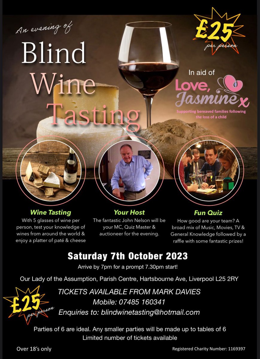 To all business owners, we are looking for sponsorship for our charity night in aid of @LJ_Support which is happening on 7th October, all information on attached photo. For more details, please get in touch. #localcharity #charity #Sponsored #sponsorship #wine #cheese #raffle