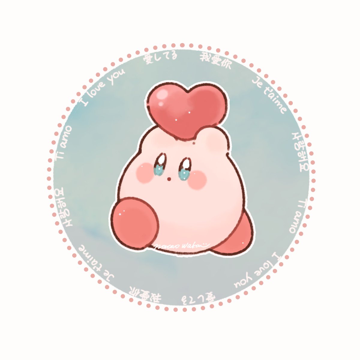 kirby no humans heart blue eyes solo sitting blush stickers blush  illustration images