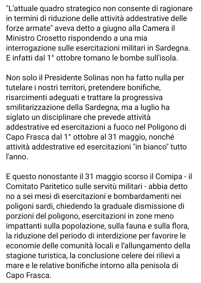 fraghirra's tweet photo. Grazie alla deferenza del #PresidenteSolinas la #difesa non cambia linea: tornano le #bombe sulla #Sardegna.
Vigileremo perché l'#Osservatorioambientale sia realmente istituito e presenteremo una nuova interrogazione in #Parlamento e in #Regione.
https://t.co/701PqGkbsA https://t.co/2IJyf3aUIU