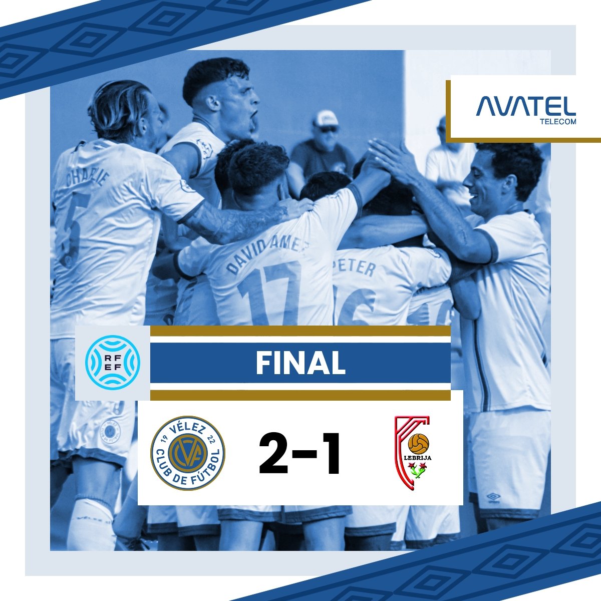 📍 Final
90+' ⏱️  Partido luchado y trabajado que termina en victoria, permitiéndonos seguir sumando de 3 en 3, ocupando la parte alta de la clasificación. ¡Qué el ritmo no pare! ¡Vamos Vélez!

#VelezCF 2️⃣▪️1️⃣ #CAAntoniano

#ElEquipoDeLaAxarquia