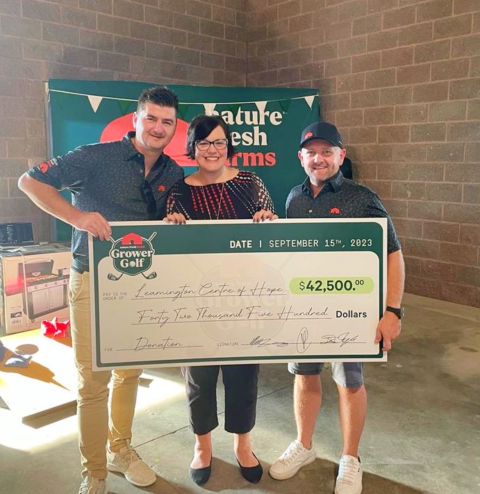 During our annual grower golf tournament last week, we had the privilege of donating to the Leamington Hope Center.  #GrowingForAKinderFuture . . . . #NatureFreshFarms #NFF  #CompanyCulture #Thankful #Giving #GivingBack #GrowingForAKinderFuture #community