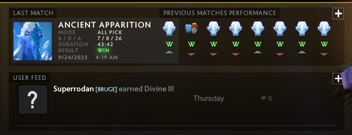 After being one game from Divine 2 for four days straight I finally did it in a game that lasted an hour and 20 minutes.

Games since then have been way easier than normal. I'm super lucky with teammates and enemies, have managed a full page of green, and am close to  Divine 3.