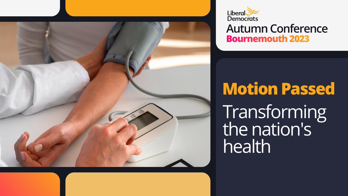 Motion Passed 🔶

The UK should be one of the healthiest countries in the world. Yet our country has the worst healthy life expectancy in Western Europe.

That’s why today, our members at #LDCOnf passed new policy to transform the nation’s health.