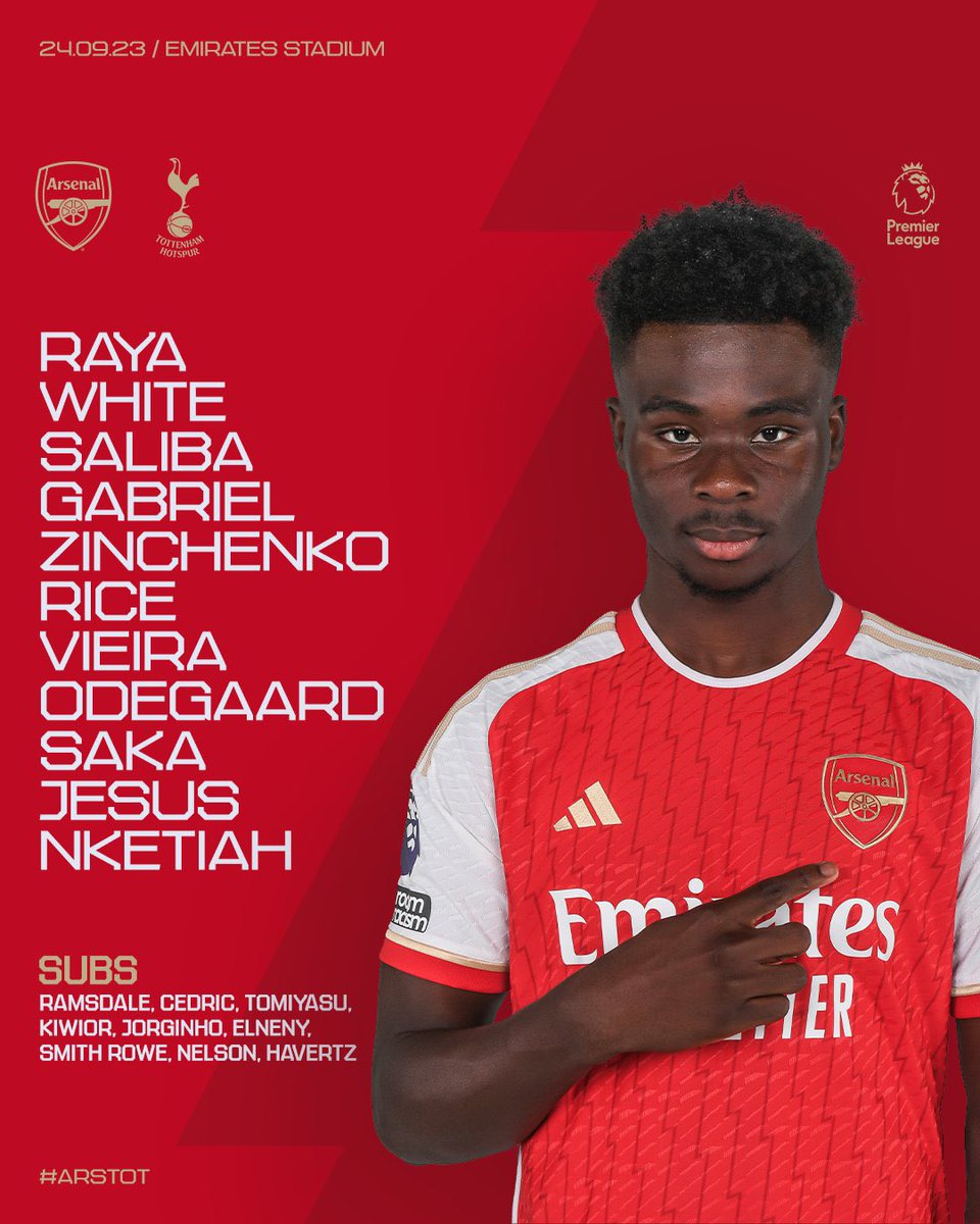 LINE UP: Arsenal vs. Tottenham Hotspur

#ARSTOT #NLD #COYG