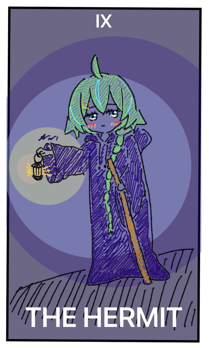 4ohn20210114's tweet image. #むむファンかっぷ #第5回 
お題：タロットカードになった自分
隠者だよ〜
タロットは詳しくないけど、うまく描けたかな？